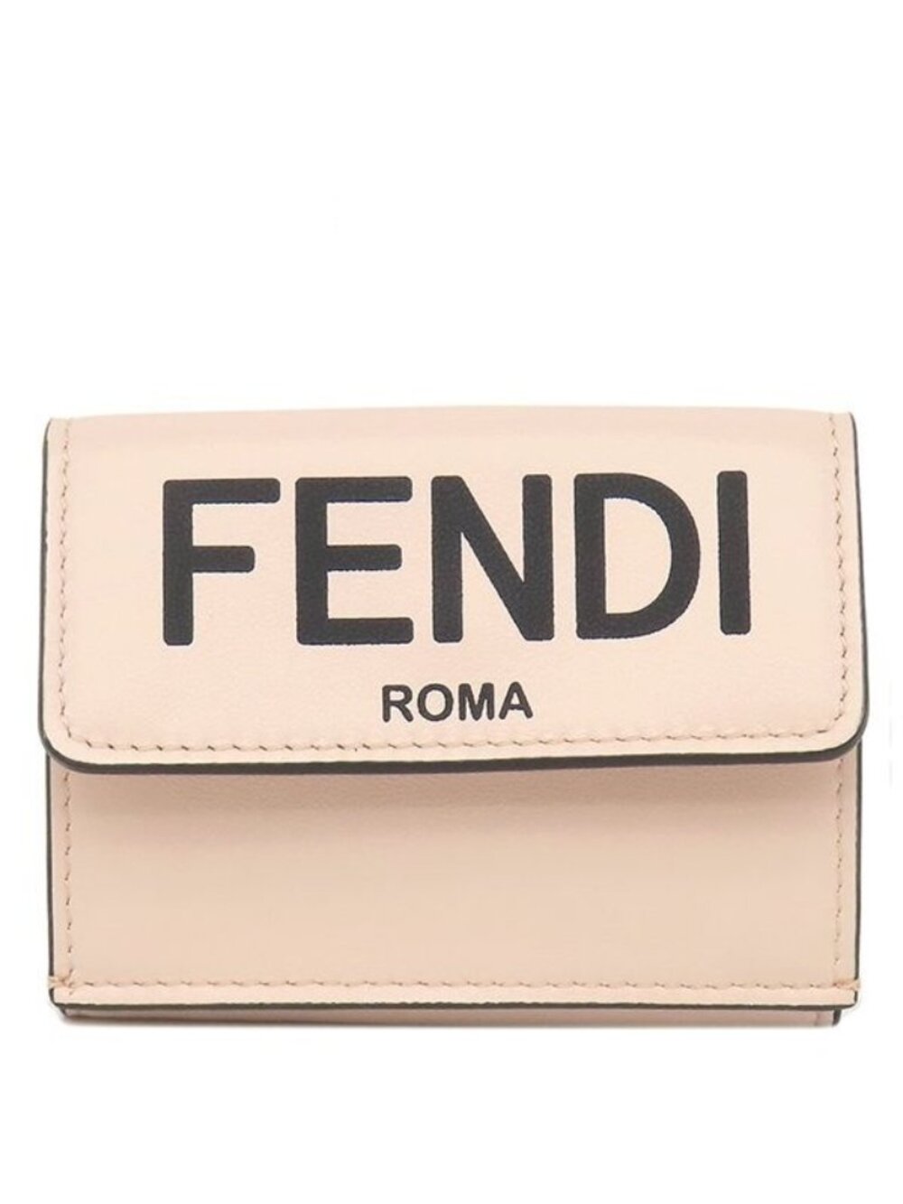 Fendi Trifold Wallet Micro Calfskin Pink Gold Logo Compact Coin Purse